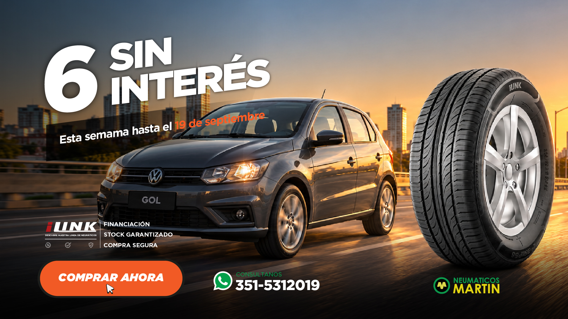 Neumático Ilink para autos con promoción de 6 cuotas sin interés en Neumáticos Martin
