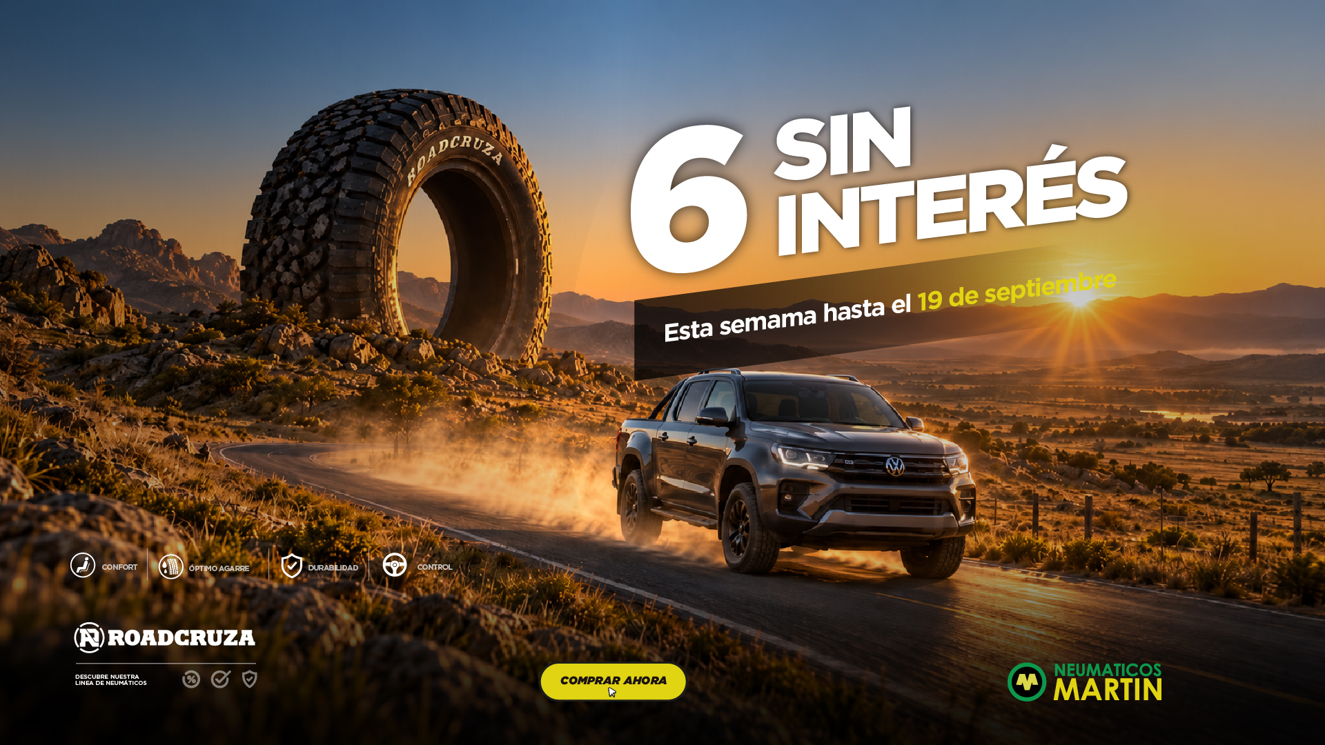 Neumático Roadcruza para camionetas y SUV con promoción de 6 cuotas sin interés en Neumáticos Martin