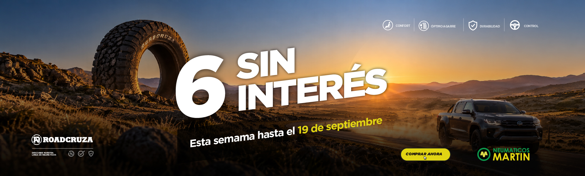 Neumático Roadcruza para camionetas y SUV con promoción de 6 cuotas sin interés en Neumáticos Martin