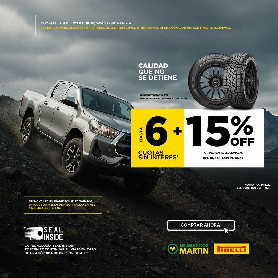 Promo 15% OFF + 6 Cuotas sin interés - Pirelli 265/60R18 110T Scorpion Atr