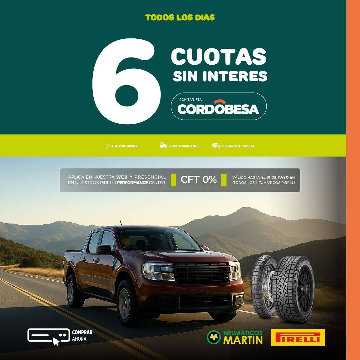Comprá en  3 y 6 cuotas sin interes - con Tarjeta Cordobesa
