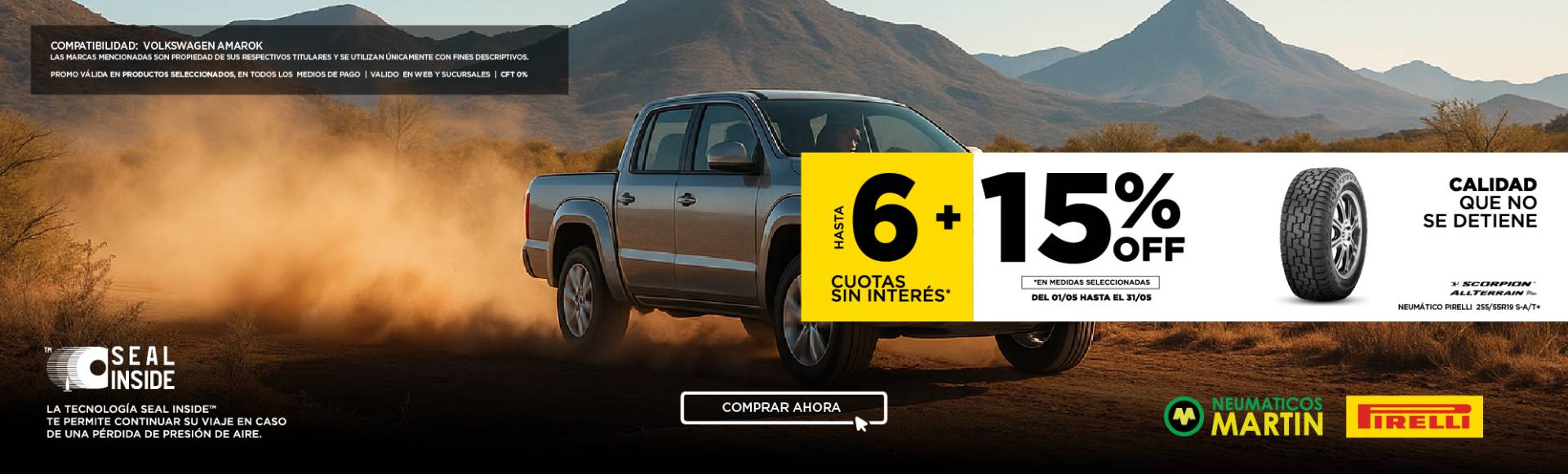 Compra en 6 cuotas sin interes y 15OFF - Pirelli 255/55R19 111H Scorpion All Terrain Plus