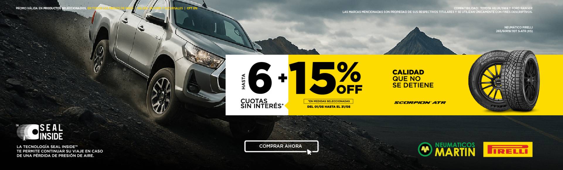 Compra en 6 cuotas sin interes y 15OFF - Pirelli 265/60R18 110T Scorpion Atr